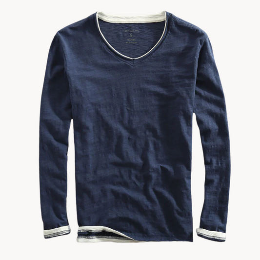 JACOB / COTTON LONG SLEEVE V-NECK SHIRT