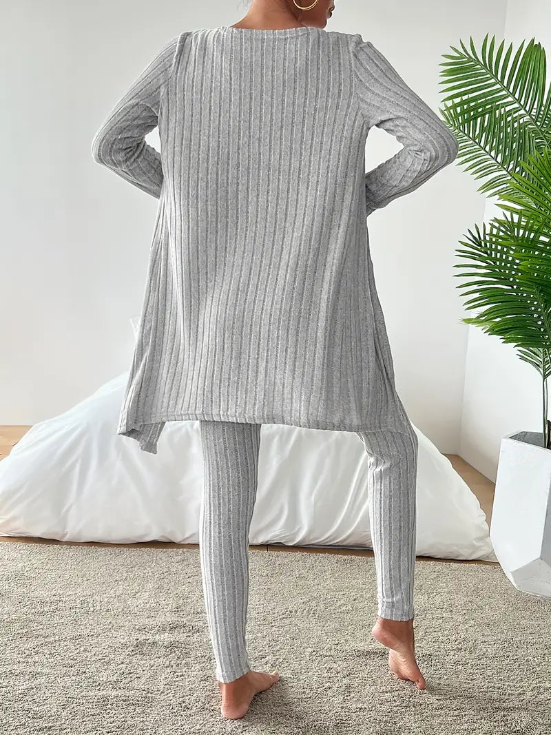 Starowita - Zestaw Ribbed Knit z Kardiganem i Topem