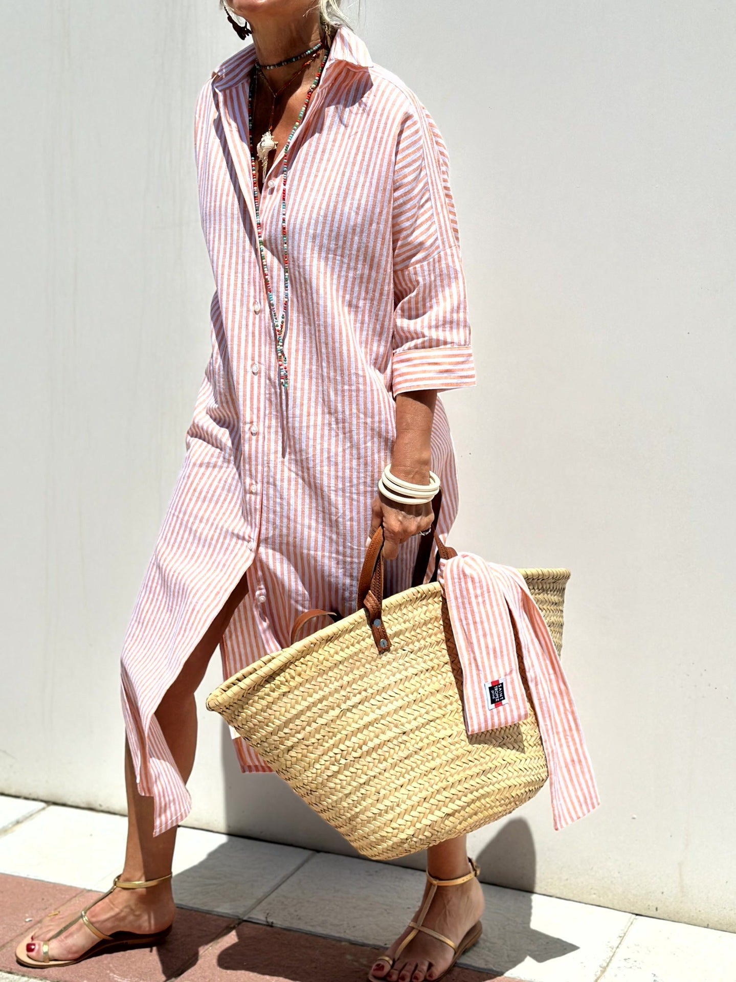 VICKI / ELEGANT STRIPED SHIRT DRESS