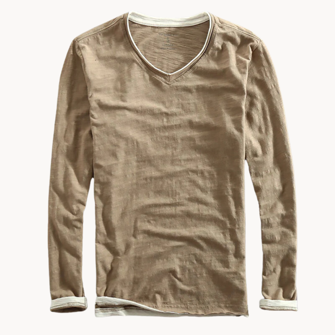 JACOB / COTTON LONG SLEEVE V-NECK SHIRT