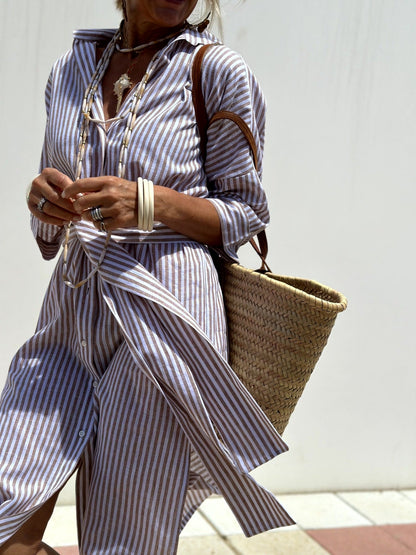 VICKI / ELEGANT STRIPED SHIRT DRESS