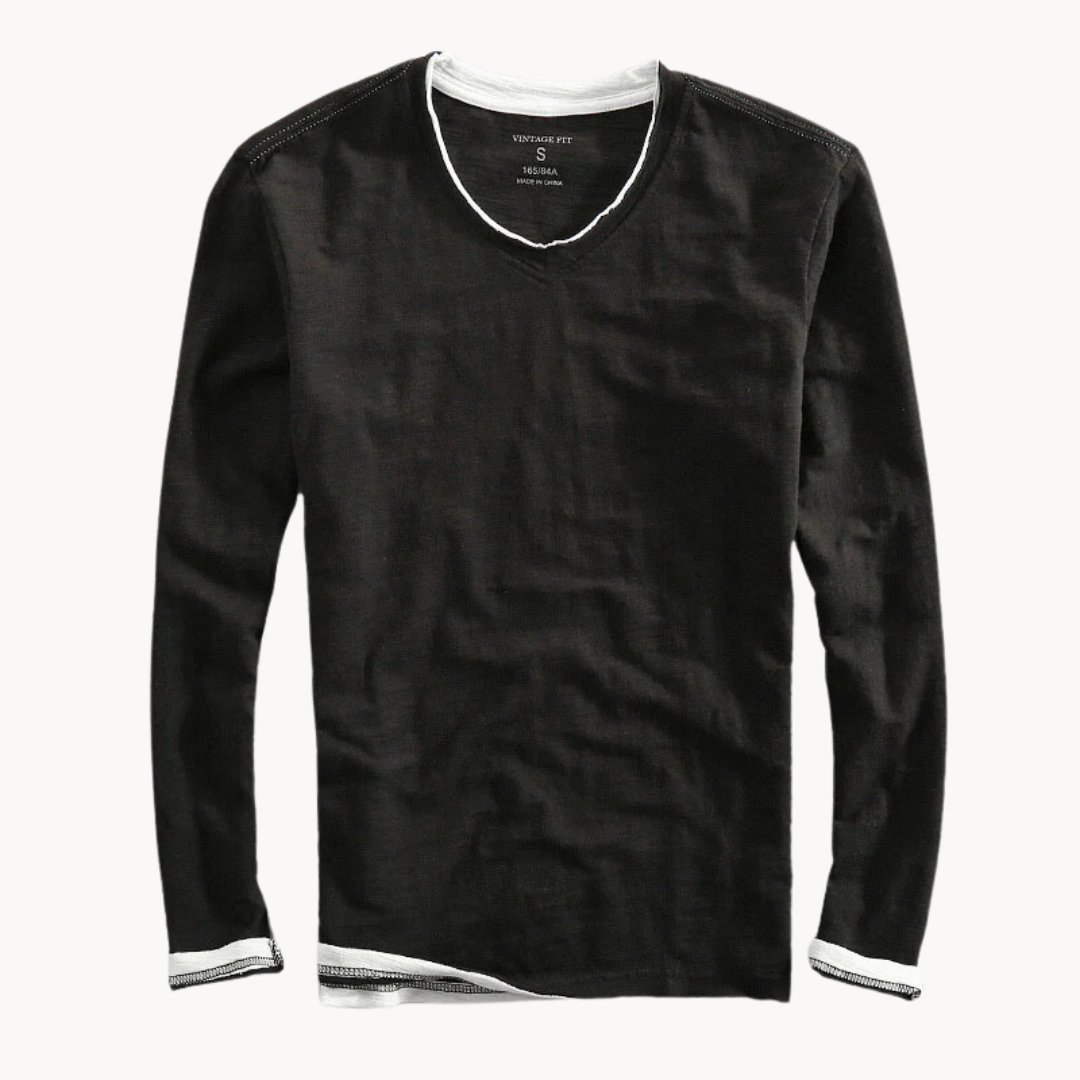 JACOB / COTTON LONG SLEEVE V-NECK SHIRT