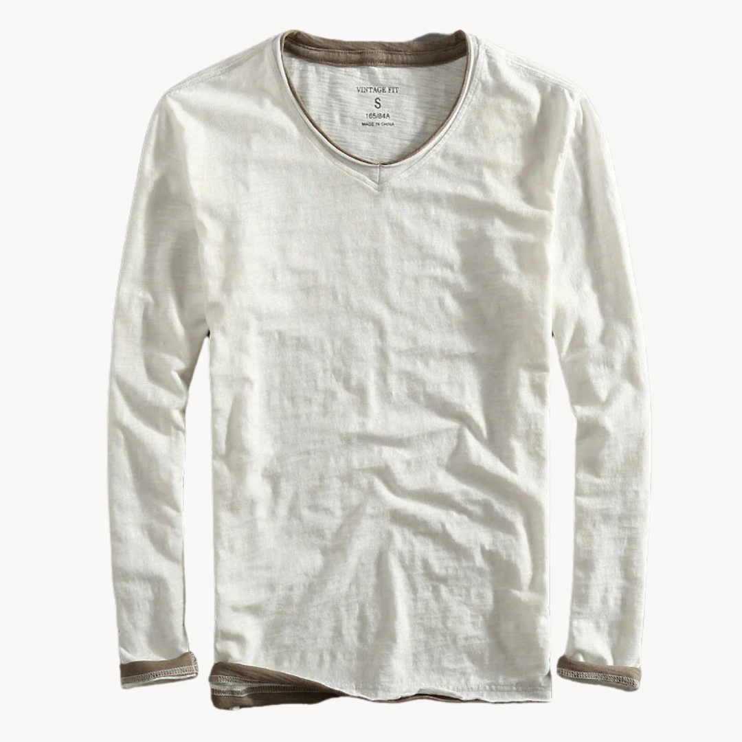 JACOB / COTTON LONG SLEEVE V-NECK SHIRT