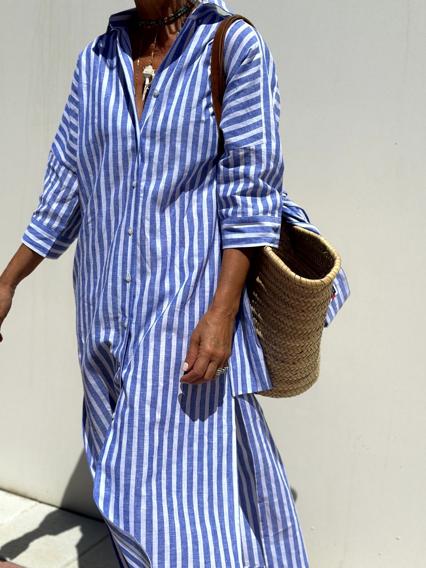 VICKI / ELEGANT STRIPED SHIRT DRESS