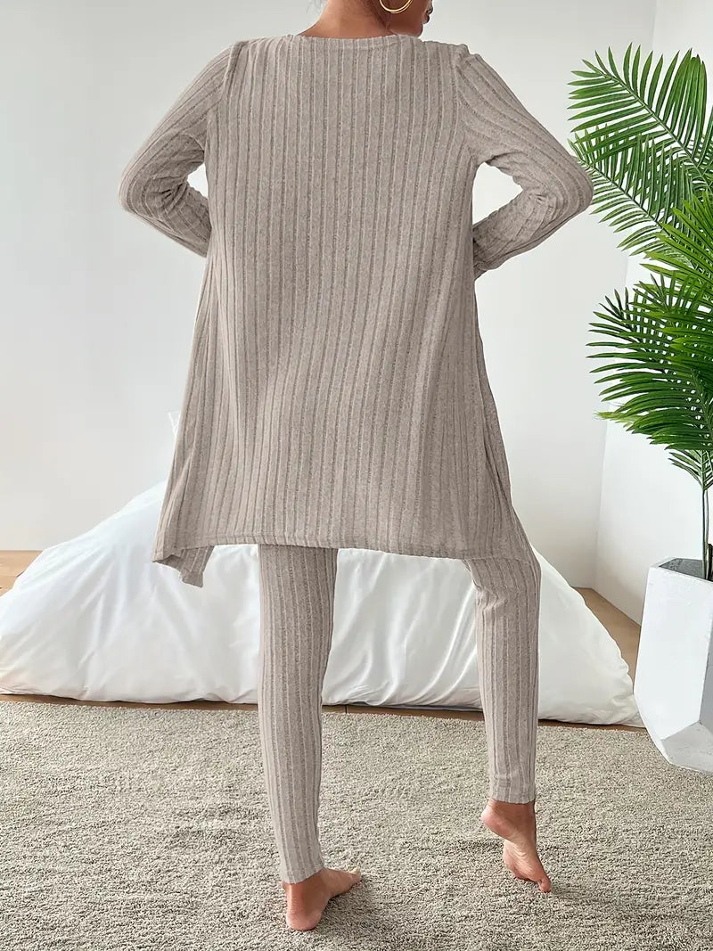 Starowita - Zestaw Ribbed Knit z Kardiganem i Topem