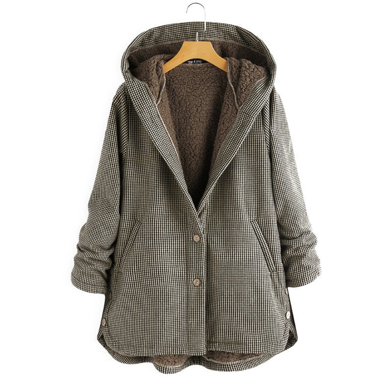 Fenna - Dames Geruite Parka met Dikke Fleece