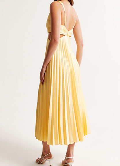 MAUREEN / PLEATED CUT-OUT MAXI DRESS