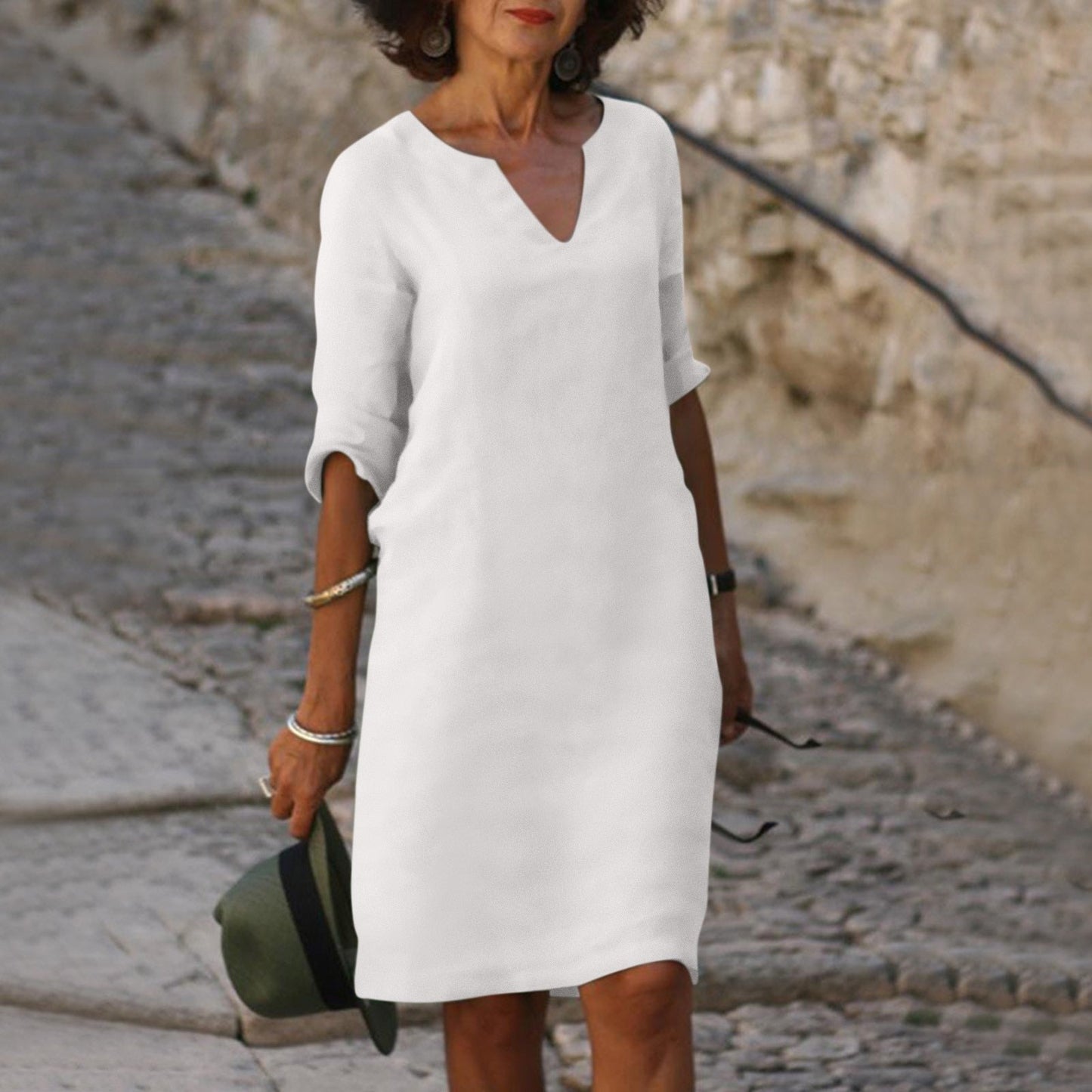 ELEANOR / ELEGANT V-NECK DRESS