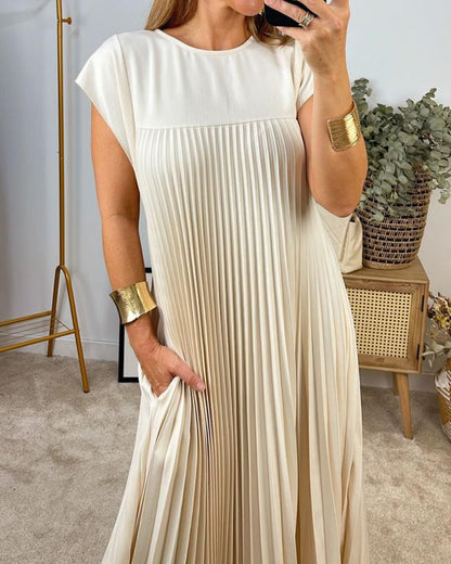 KARINA / SLEEVELESS PLEATED DRESS