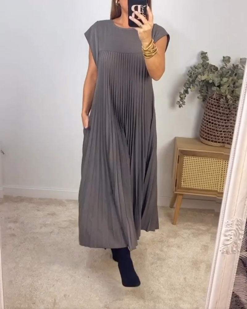 KARINA / SLEEVELESS PLEATED DRESS